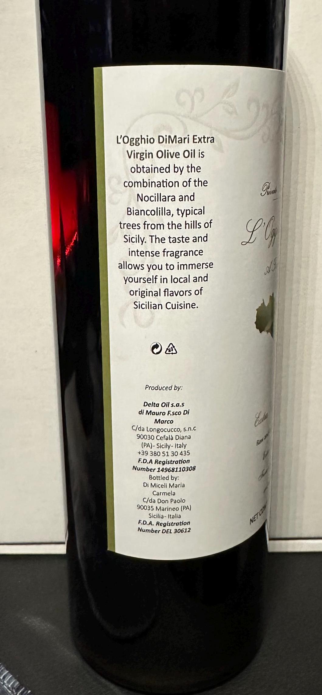 L'Ogghio DiMari 100% Pure, Organic, Cold-Pressed Extra Virgin Olive Oil – A Taste of Tradition